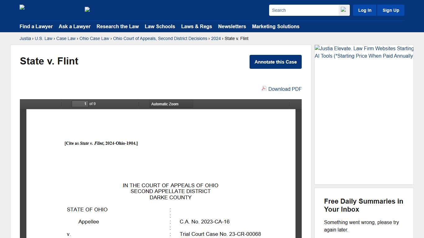 State v. Flint :: 2024 :: Ohio Court of Appeals, Second District Decisions :: Ohio Case Law :: Ohio Law :: U.S. Law :: Justia